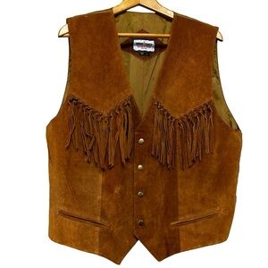 Minnetonka Genuine Leather Fringe Vest Large Brown Suede Western Rodeo Country